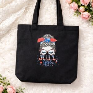 Patriotic Graphic Black Tote Bag